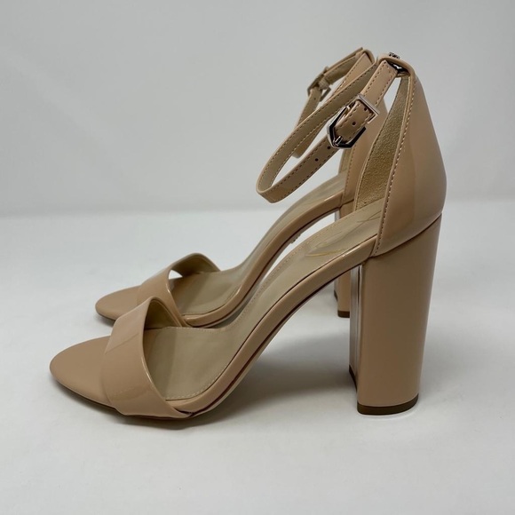 NIB Sam Edelman Yaro Ankle Strap Block Heel Sandals in Patent Beige Blush - Picture 10 of 13